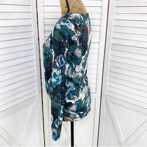 Simply Vera Vera Wang Watercolor Twist Front‎ Shirt Teal Green Small - Picture 2 of 12